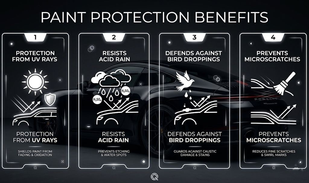 Car paint protection coating being applied
